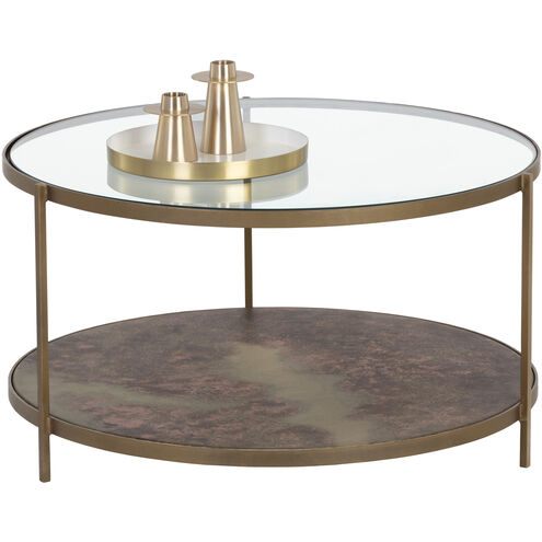 Concord 33 X 18 inch Clear / Antique Brass Coffee Table